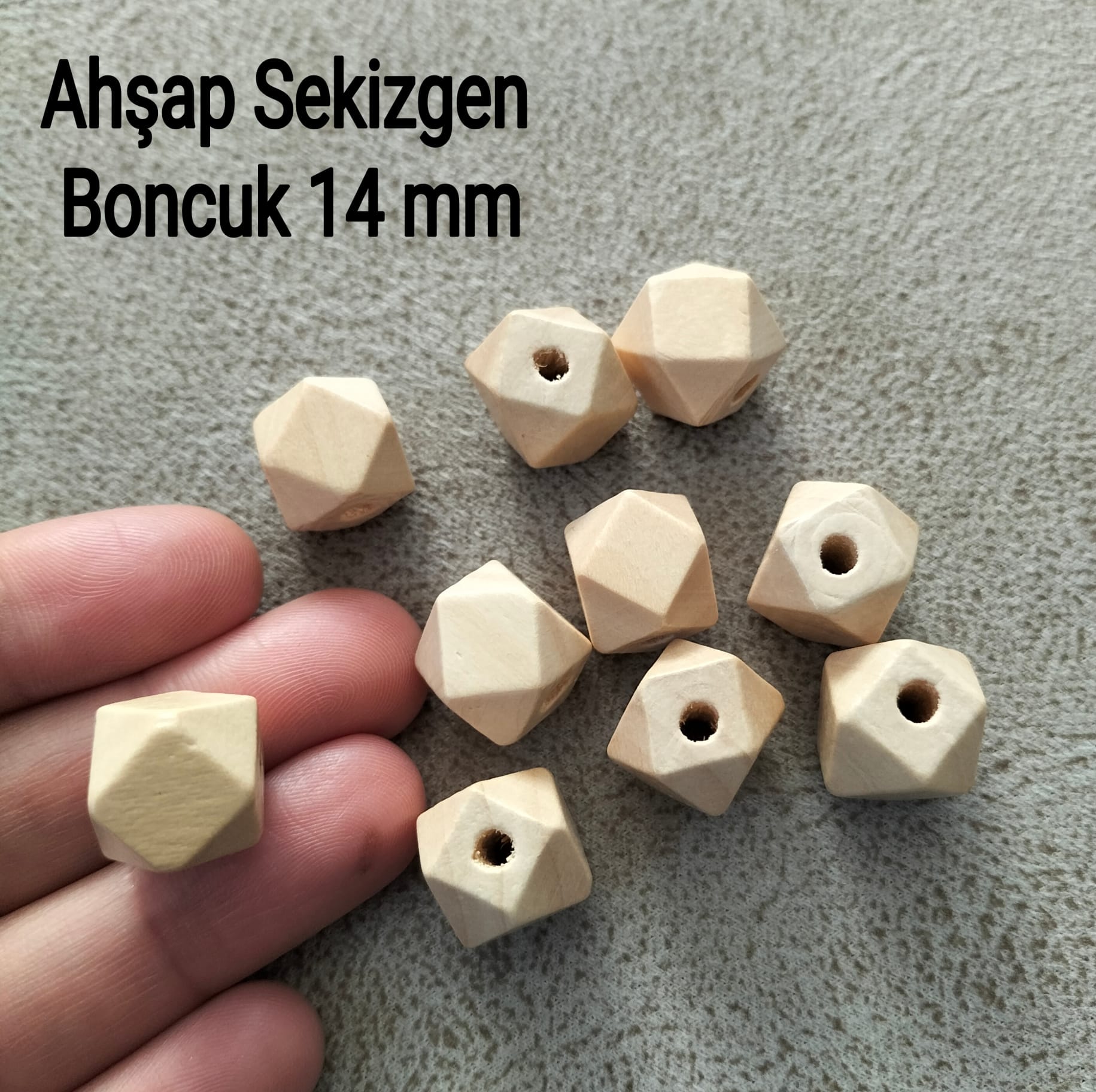 Ahşap Sekizgen Boncuk 14 mm 10 adet