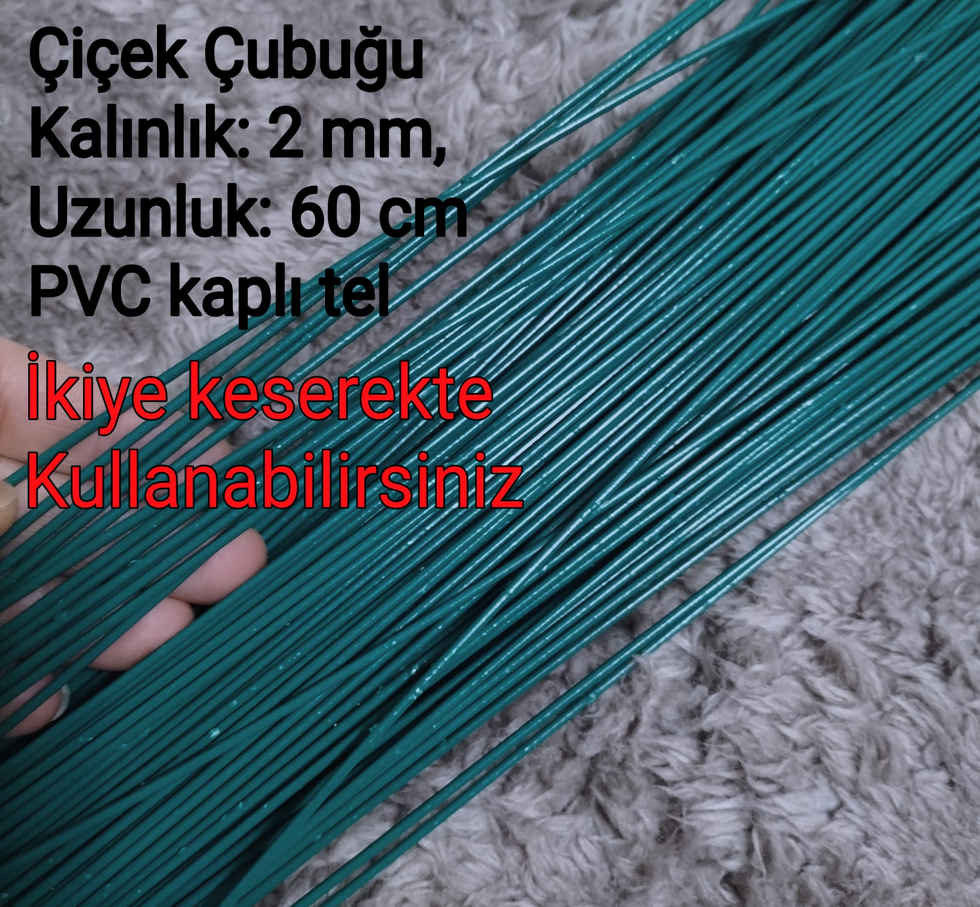 A Çiçek çubuğu, 60 cm, kalınlık 2 mm,