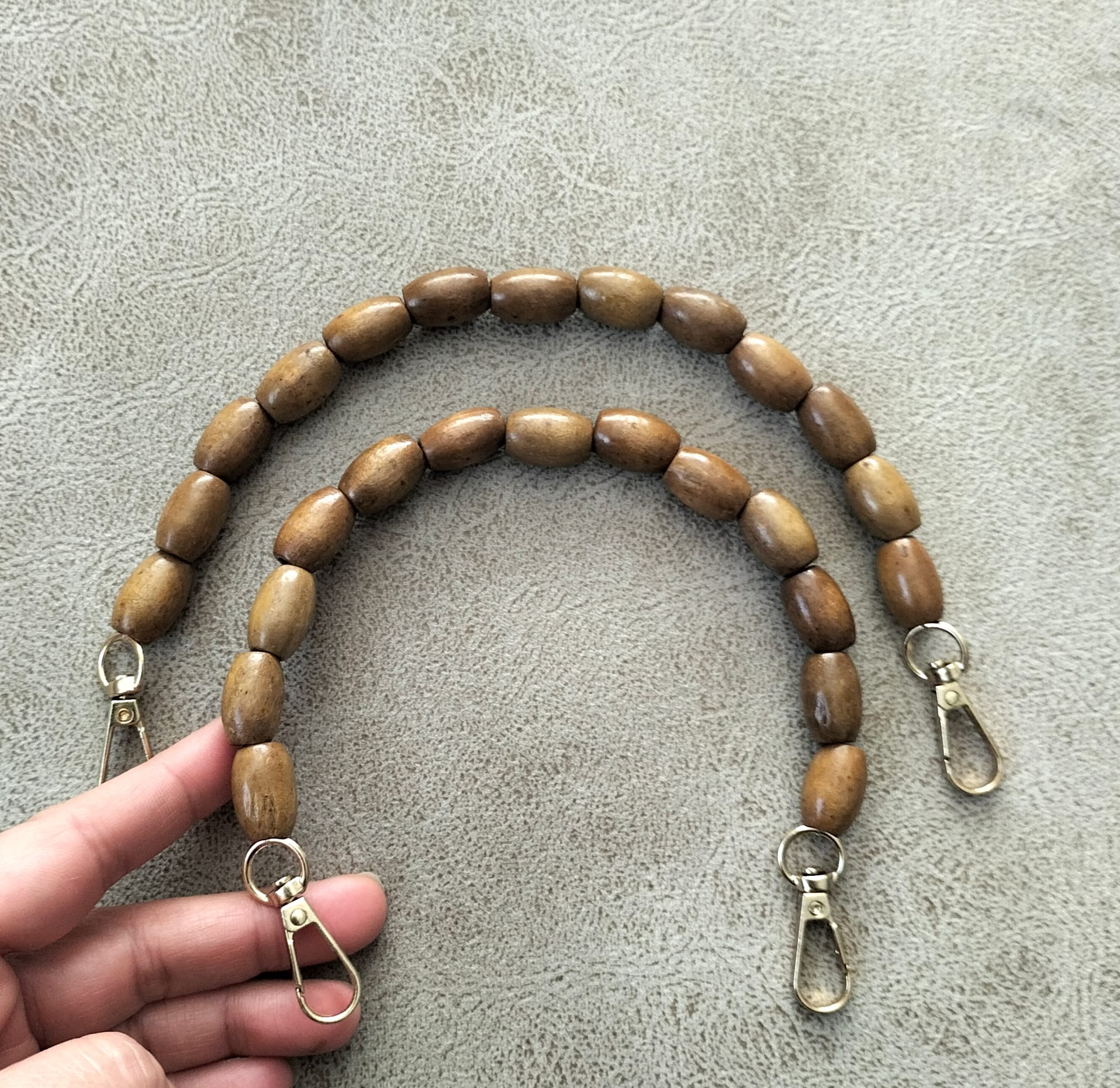 Çanta Sapı Ahşap Oval Boncuklu 30 cm 1 çift