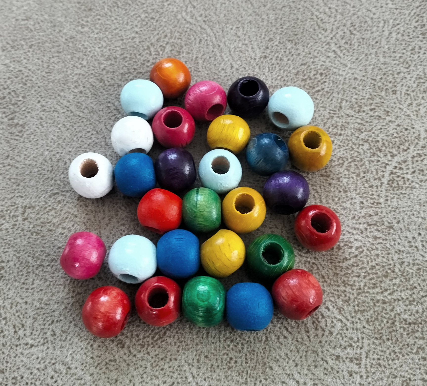 Ahşap Renkli Boncuk 10 mm (60 adet)