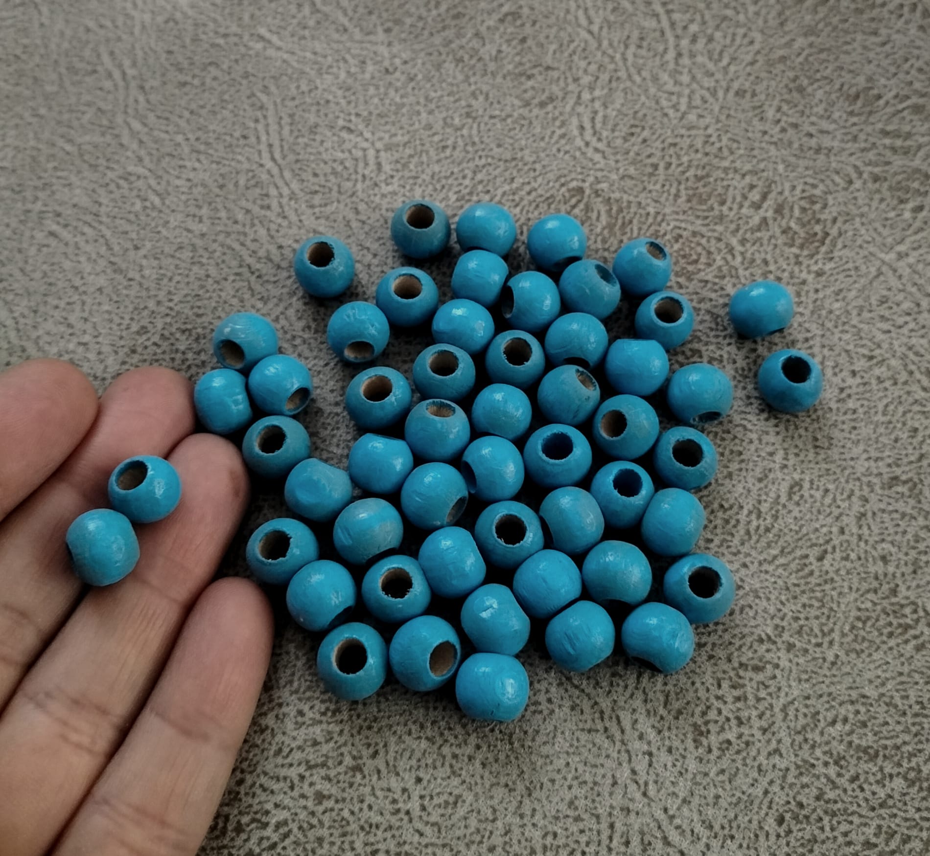 Ahşap Boncuk 10 mm Mavi (50 adet)