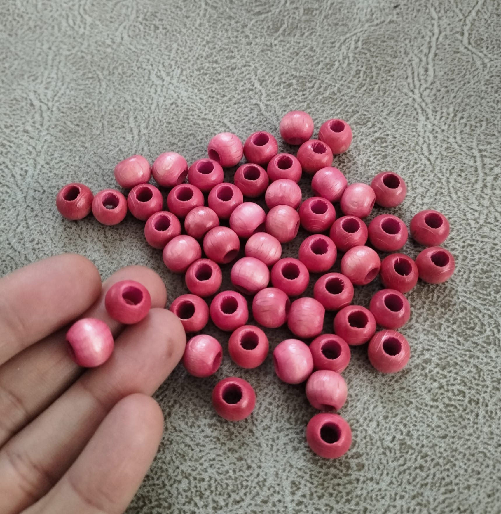 Ahşap Boncuk 10 mm Pembe(50 adet)