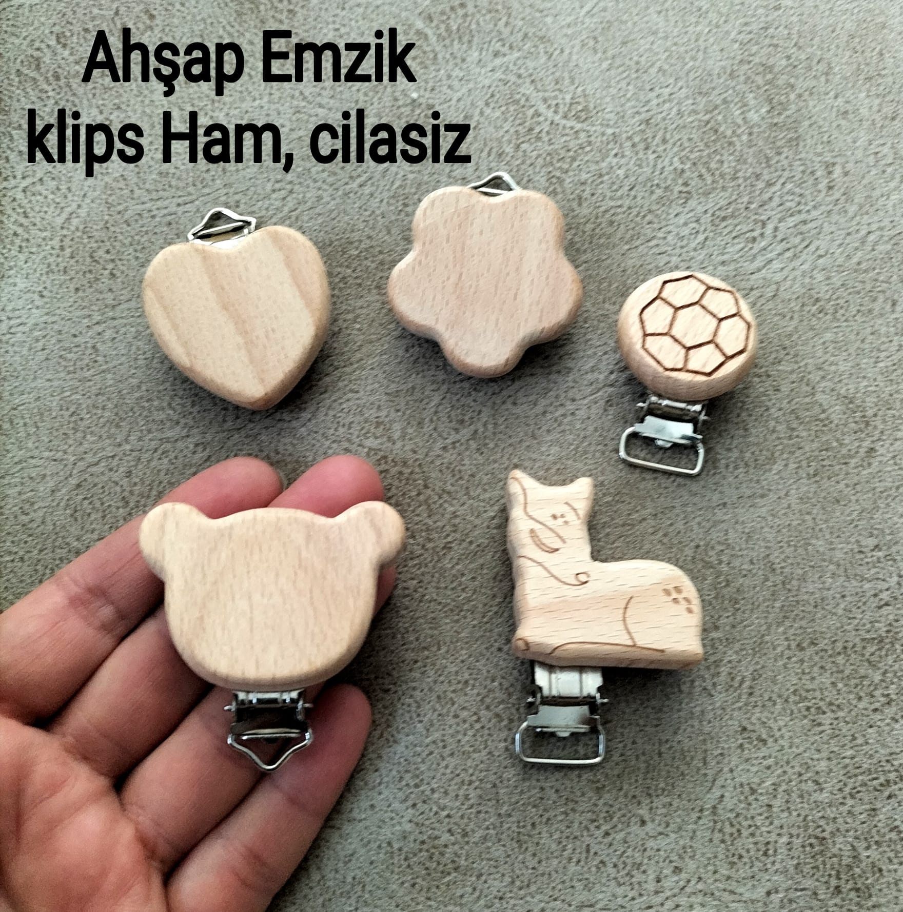 Ahşap Emzik Klips, cilasız 1 adet