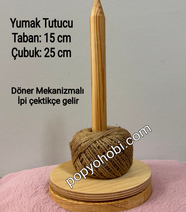 Popyo Hobi Yumak Tutucu , Ahşap Döner Mekanizmalı