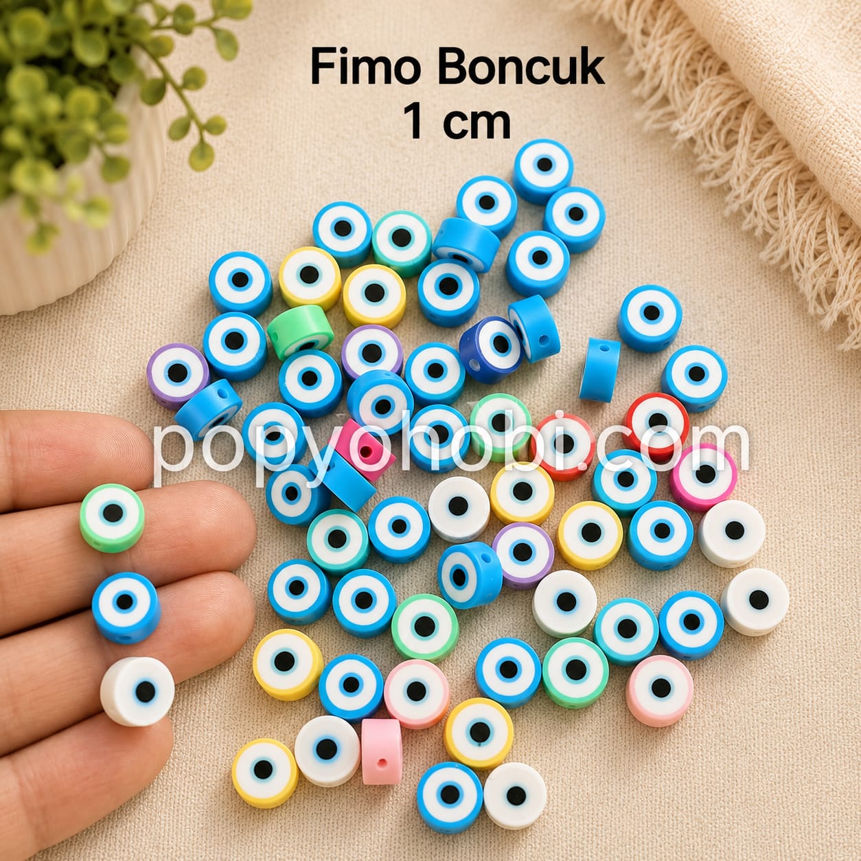 Fimo Boncuk Nazar Boncuğu 60 adet