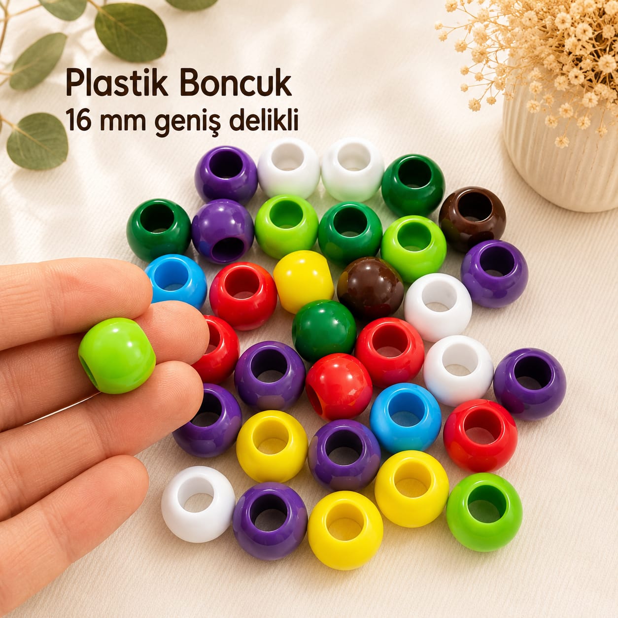Makrome Boncuk Plastik 16 mm 30 adet