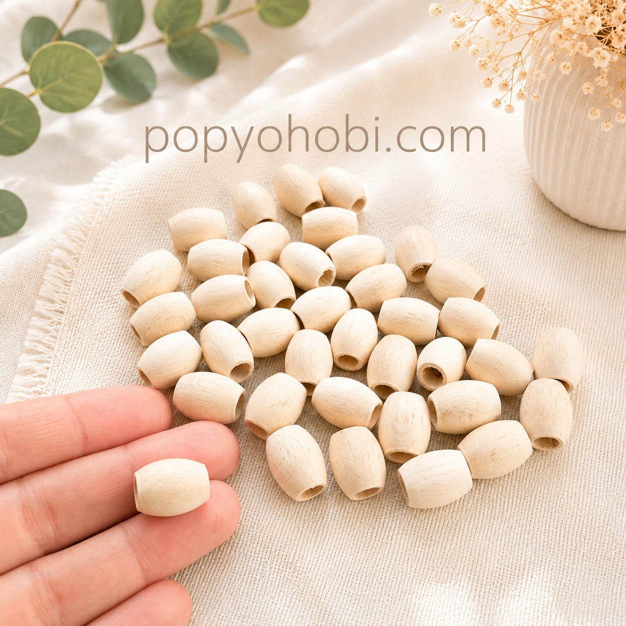 Ahşap Oval Boncuk 15 mm (40 adet)