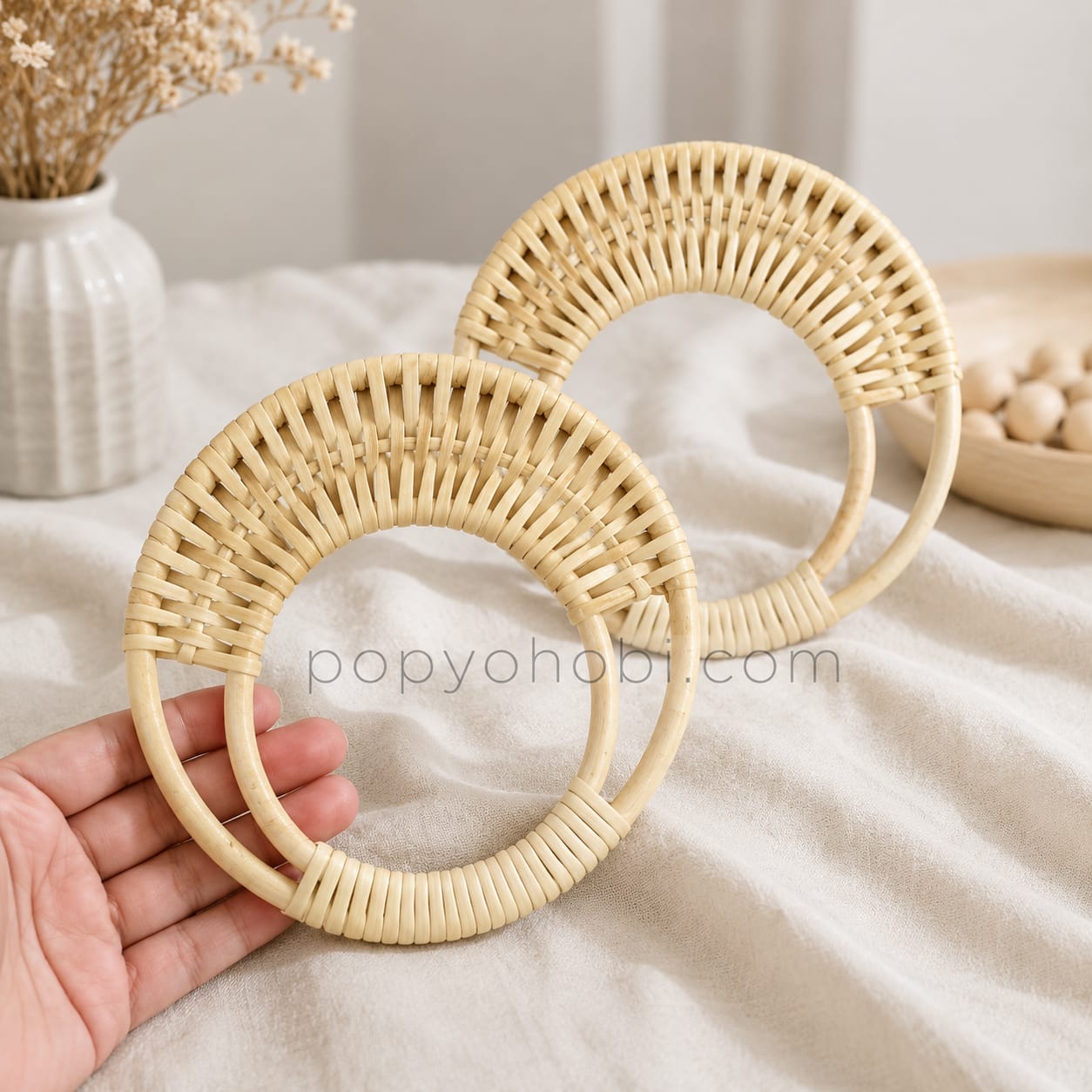 Gerçek Bambu Çanta Sapı 16 cm 1 çift