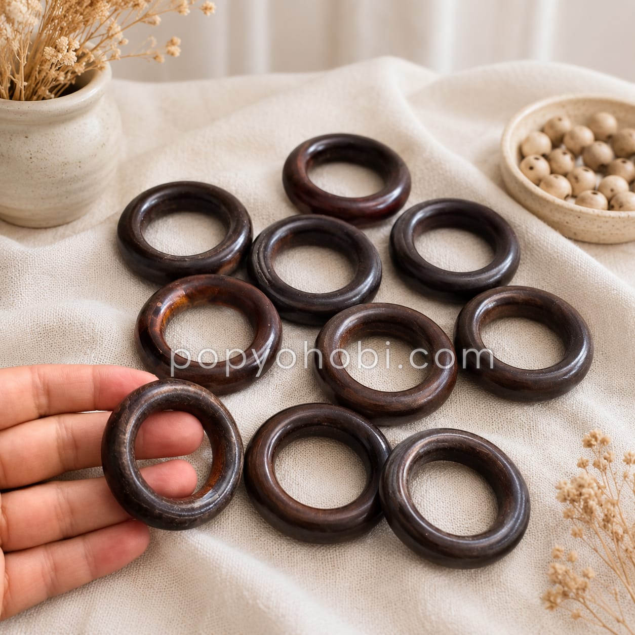 Ahşap Halka 5 cm (5 adet) kahverengi
