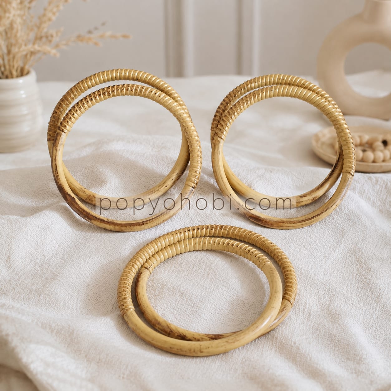 Çanta Sapı Bambu Görünümlü 14 cm 1 çift