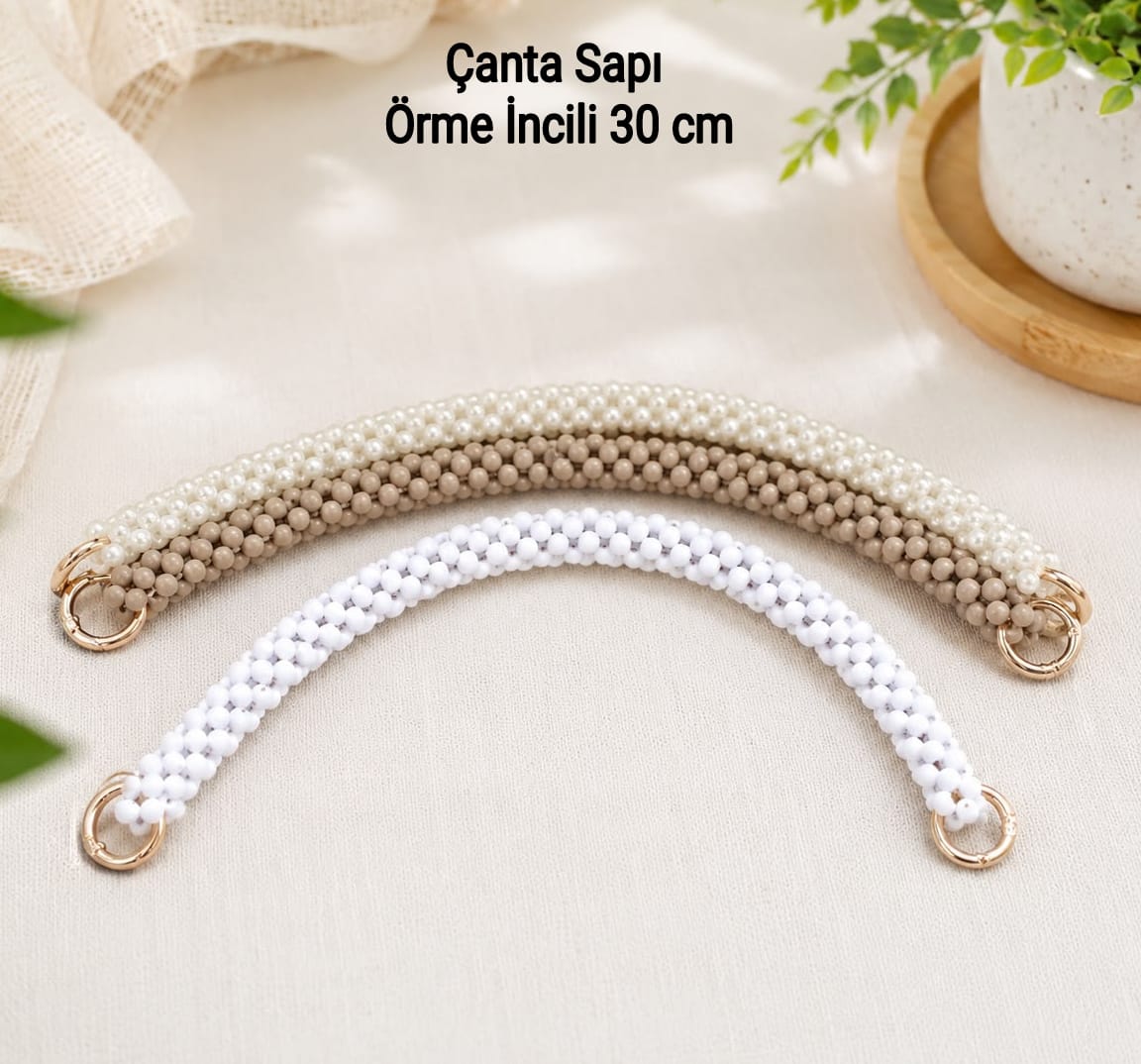 Çanta Sapı Örme İncili 30 cm 1 adet