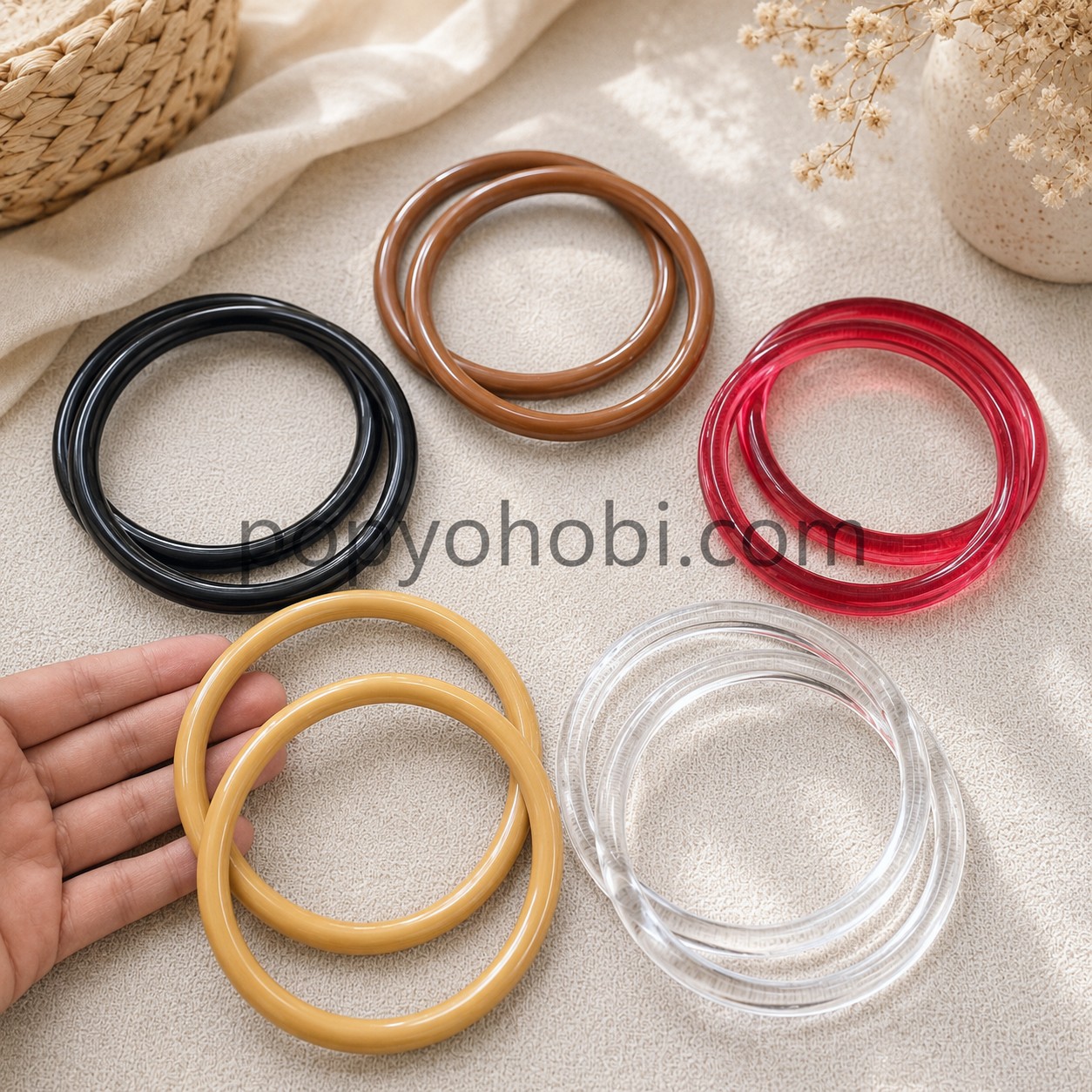 Çanta Sapı Akrilik 12 cm 1 Çift Yuvarlak