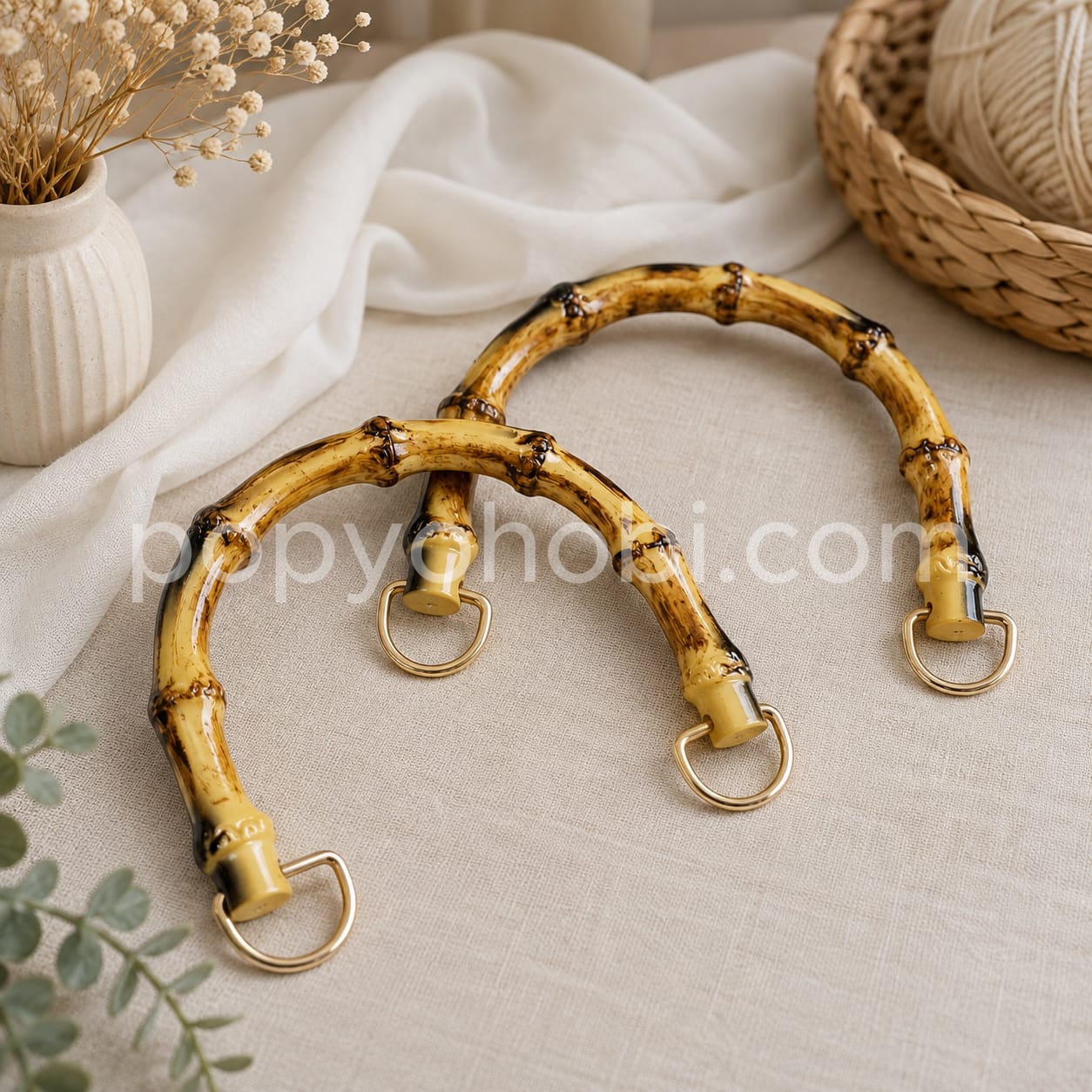 Çanta Sapı Bambu Görünümlü 13cm 1çift