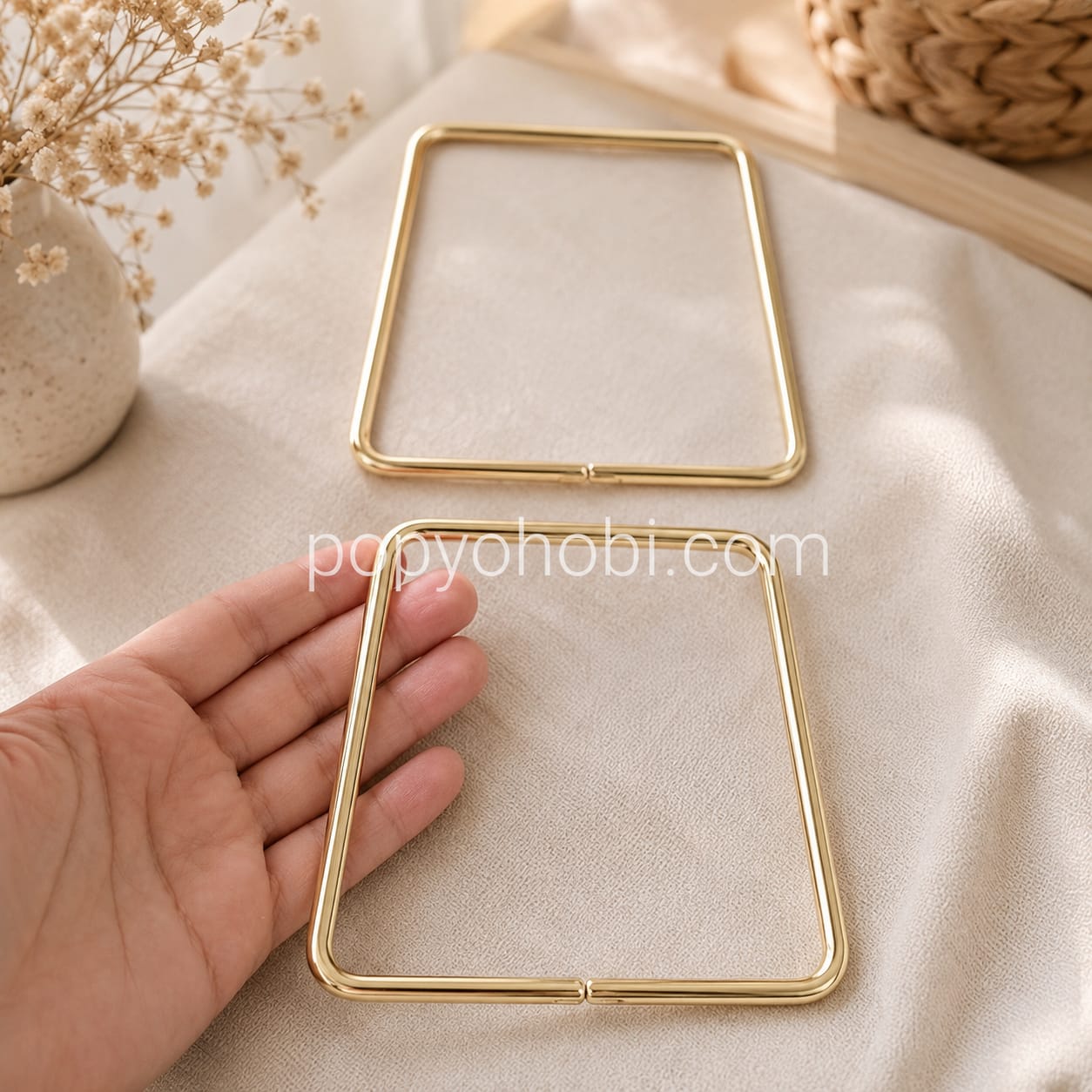 Metal Çanta Sapı Kare 12,5×11 cm Gold 1 çift