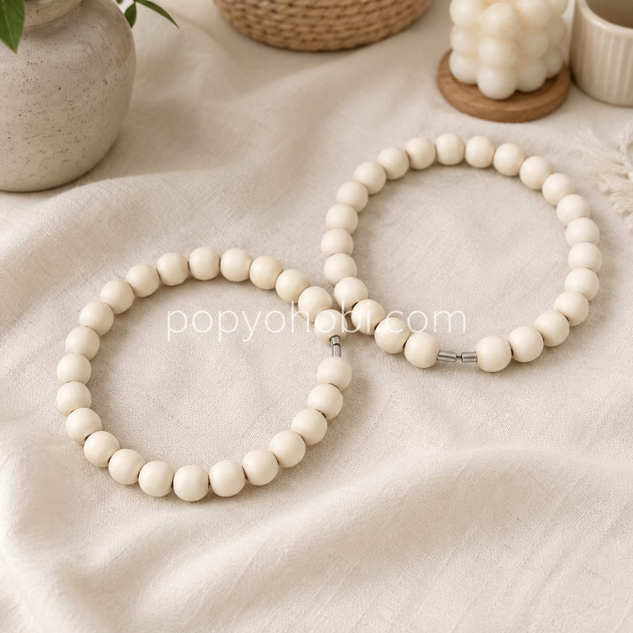Çanta Sapı Ahşap Boncuklu Yuvarlak 13 cm 1 çif